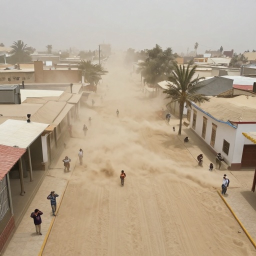 COER Tacna alerta por vientos de 30 km/h que levantan polvo y arena