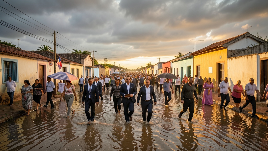 Lluvias intensas en Morropón anegan calles y suspenden procesión del Señor de los Milagros en Chulucanas