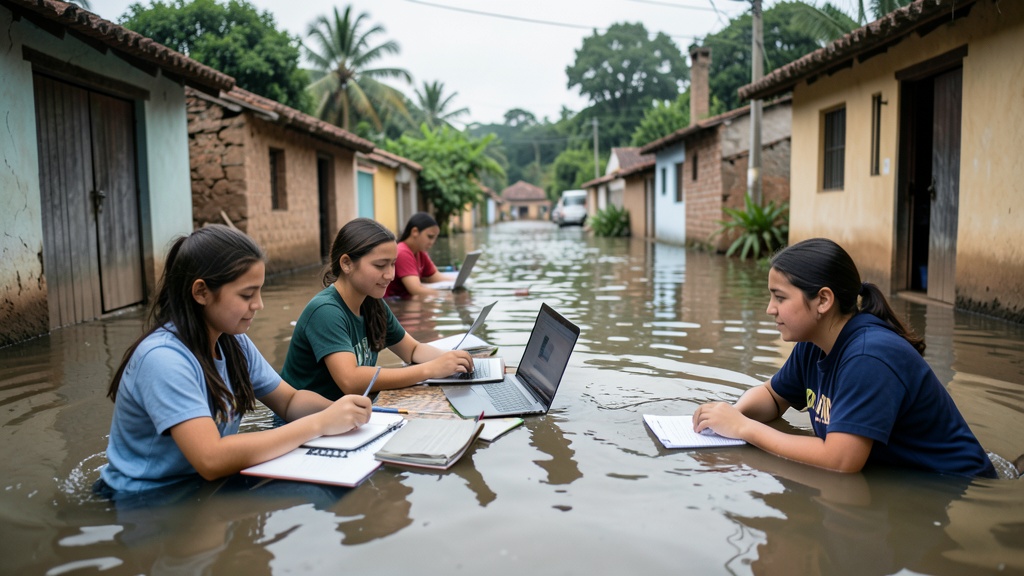 Lluvias en Tumbes anegan Puerto Pizarro y obligan a clases virtuales en cinco colegios