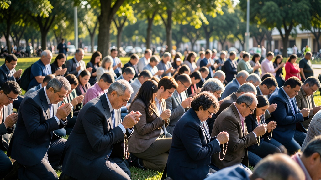 Chiclayo: fieles rezan el rosario en parques por la salud del papa León XIV